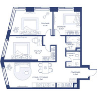 Планировка трехкомнатной(квартира) площадью 82.6 квадратных метров в “ЖК Свет”
