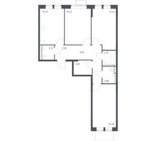 Планировка трехкомнатной(квартира) площадью 78.44 квадратных метров в “ЖК Молжаниново”