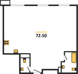Планировка двухкомнатной(квартира) площадью 72.5 квадратных метров в ЖК “ЖК Dream Towers (Дрим Тауэрс)”