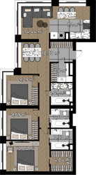 Планировка трехкомнатной(квартира) площадью 92.8 квадратных метров в ЖК “ЖК Квартал Серебряный бор”