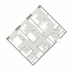 Планировка трехкомнатной(апартаменты) площадью 79.46 квадратных метров в ЖК “ЖК D'ORO MILLE (Доро Милле)”