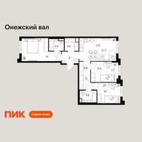 Планировка трехкомнатной(квартира) площадью 74.6 квадратных метров в “ЖК Онежский вал”