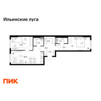 Планировка двухкомнатной(квартира) площадью 66.1 квадратных метров в “ЖК Ильинские луга”