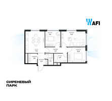 Планировка трехкомнатной(квартира) площадью 73.5 квадратных метров в “ЖК Сиреневый парк”