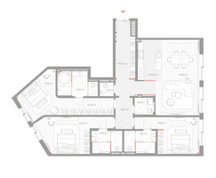 Планировка трехкомнатной(квартира) площадью 164.4 квадратных метров в “ЖК Николь”