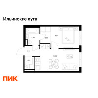 Планировка однокомнатной(квартира) площадью 35.41 квадратных метров в “ЖК Ильинские луга”