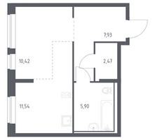 Планировка студии(квартира) площадью 38.26 квадратных метров в “ЖК Молжаниново”