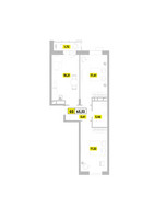 Планировка трехкомнатной(квартира) площадью 65.53 квадратных метров в “ЖК Радость (Радумля Парк)”