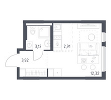 Планировка студии(квартира) площадью 22.27 квадратных метров в “ЖК Горки Парк”