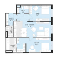 Планировка двухкомнатной(квартира) площадью 100.9 квадратных метров в “Клубный квартал Садовническая 69”