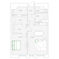 Планировка однокомнатной(квартира) площадью 71.8 квадратных метров в “ЖК Клубный дом Duo (Дуо)”