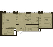 Планировка двухкомнатной(квартира) площадью 59.1 квадратных метров в “ЖК Дом на Часовой”