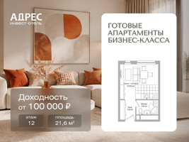 Планировка студии(апартаменты) площадью 21.6 квадратных метров в “Инвест-отель Адрес”