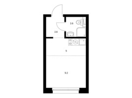 Планировка студии(квартира) площадью 19.4 квадратных метров в “ЖК Полар”