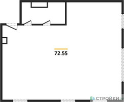Планировка однокомнатной(апартаменты) площадью 72.7 квадратных метров в “ЖК Досфлота 10”