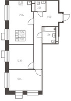 Планировка двухкомнатной(квартира) площадью 71 квадратных метров в “ЖК Новая Ивантеевка”