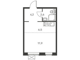 Планировка студии(квартира) площадью 25.2 квадратных метров в “ЖК Люблинский парк”