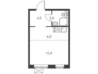 Планировка студии(квартира) площадью 25.2 квадратных метров в ЖК “ЖК Люблинский парк”