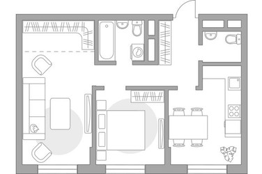 Планировка двухкомнатной(квартира) площадью 58.27 квадратных метров в ЖК “ЖК Живописный”