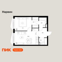 Планировка однокомнатной(квартира) площадью 40.8 квадратных метров в “Нарвин”