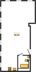 Планировка однокомнатной(квартира) площадью 58.23 квадратных метров в ЖК “ЖК Din Haus”