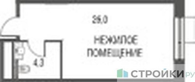 Планировка студии(квартира) площадью 30.4 квадратных метров в ЖК “ЖК Резиденции Архитекторов”