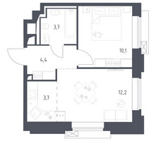 Планировка однокомнатной(квартира) площадью 33.94 квадратных метров в “ЖК Верейская 41”
