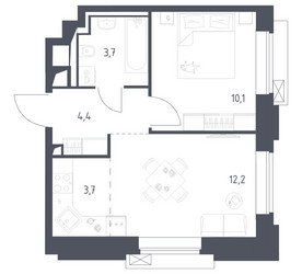 Планировка однокомнатной(квартира) площадью 33.94 квадратных метров в ЖК “ЖК Верейская 41”