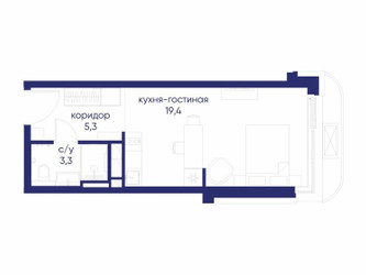 Планировка студии(квартира) площадью 28.02 квадратных метров в ЖК “ЖК Остров”