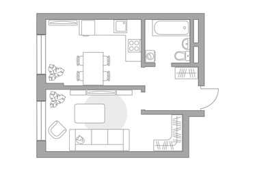 Планировка однокомнатной(квартира) площадью 35.95 квадратных метров в ЖК “ЖК Живописный”