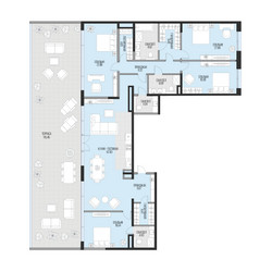 Планировка 4+ комнатной(квартира) площадью 224.8 квадратных метров в ЖК “Клубный квартал Садовническая 69”