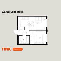 Планировка однокомнатной(квартира) площадью 36.3 квадратных метров в “ЖК Саларьево парк”