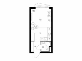 Планировка студии(квартира) площадью 22.7 квадратных метров в “Нарвин”
