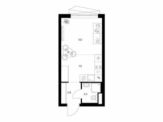 Планировка студии(квартира) площадью 22.7 квадратных метров в ЖК “Нарвин”