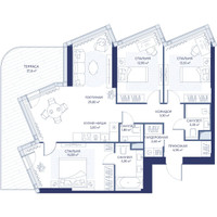 Планировка трехкомнатной(квартира) площадью 101.3 квадратных метров в “ЖК ХАЙДАУТ”
