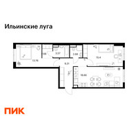 Планировка двухкомнатной(квартира) площадью 66.06 квадратных метров в “ЖК Ильинские луга”