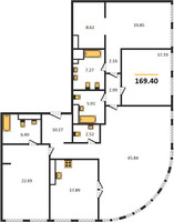 Планировка 4+ комнатной(квартира) площадью 169.4 квадратных метров в “ЖК Sky View (Скай Вью)”