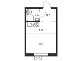Планировка студии(квартира) площадью 23.4 квадратных метров в “ЖК Люблинский парк”