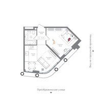 Планировка однокомнатной(квартира) площадью 51.76 квадратных метров в “ЖК Преображенская Площадь”