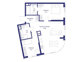 Планировка двухкомнатной(квартира) площадью 76.5 квадратных метров в “ЖК Событие”