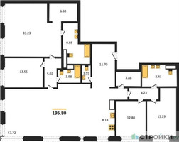 Планировка 4+ комнатной(квартира) площадью 195.8 квадратных метров в “ЖК Собрание клубных домов West Garden (Вест Гарден)”
