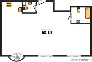 Планировка двухкомнатной(квартира) площадью 60.14 квадратных метров в “ЖК Дом Достижение”