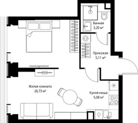 Планировка однокомнатной(квартира) площадью 40.12 квадратных метров в ЖК “Мультиквартал СИТИДЗЕН”