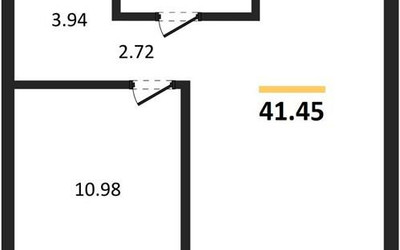 Планировка однокомнатной(квартира) площадью 41.45 квадратных метров в ЖК “ЖК Квартал Западный”
