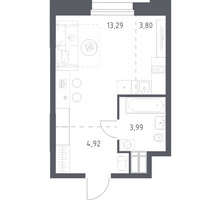 Планировка студии(апартаменты) площадью 26 квадратных метров в “ЖК Апарт-отель Тропарево парк”