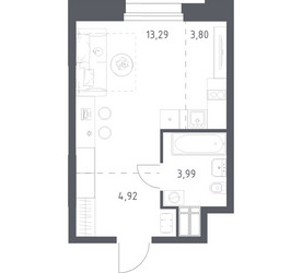 Планировка студии(апартаменты) площадью 26 квадратных метров в ЖК “ЖК Апарт-отель Тропарево парк”