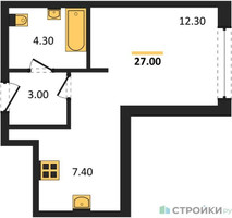 Планировка студии(квартира) площадью 27 квадратных метров в “ЖК Новая Щербинка”
