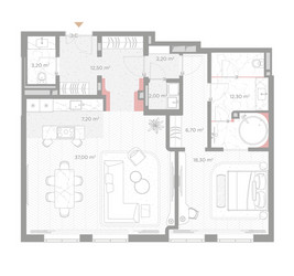 Планировка однокомнатной(квартира) площадью 101.4 квадратных метров в ЖК “ЖК Николь”