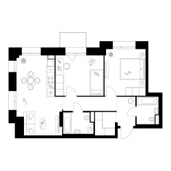 Планировка двухкомнатной(квартира) площадью 62.7 квадратных метров в ЖК “ЖК Онежский вал”