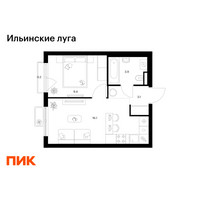 Планировка однокомнатной(квартира) площадью 32.7 квадратных метров в “ЖК Ильинские луга”